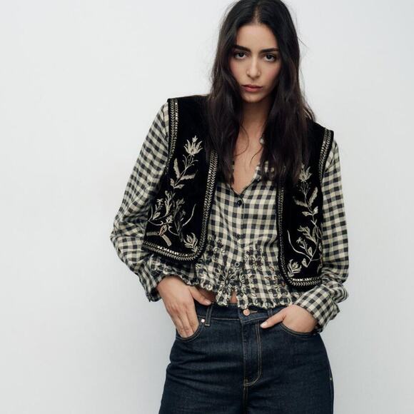 RARE!!! ZARA Open Front Vest NWT - Picture 4 of 10